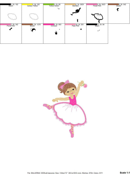 Ballerina embroidery designs - Ballet embroidery design machine embroidery pattern - Baby girl embroidery file - instant digital download