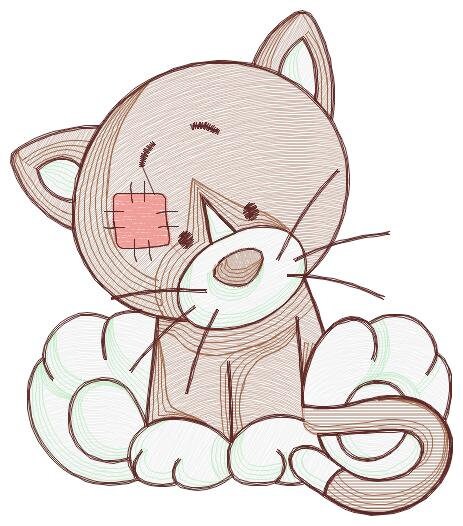 Ragged Cat embroidery design - Kitty embroidery designs machine embroidery pattern - Feline Pet embroidery file - instant download pes jef Marcia Embroidery