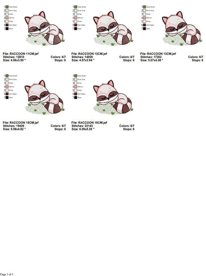 Sleeping Raccoon embroidery designs - Animal embroidery design machine embroidery pattern - Woodland animal embroidery file - pes download
