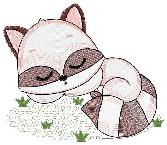 Sleeping Raccoon embroidery designs - Animal embroidery design machine embroidery pattern - Woodland animal embroidery file - pes download