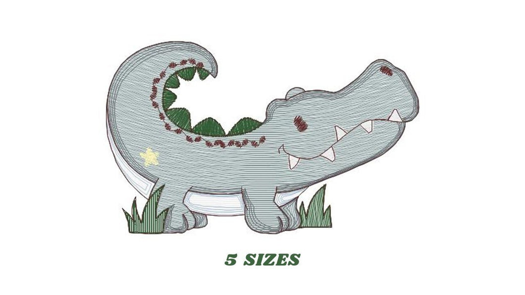 Crocodile embroidery design - Alligator embroidery designs machine embroidery pattern - Wild Water Animal embroidery file - instant download