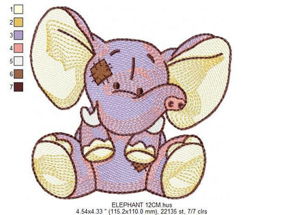 Elephant embroidery designs -  Animal embroidery design machine embroidery pattern - Baby girl embroidery file - instant download Peace Love