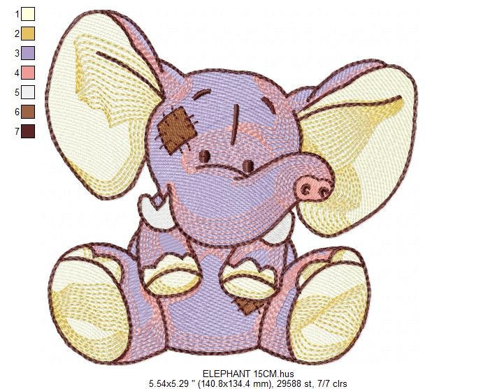 Elephant embroidery designs -  Animal embroidery design machine embroidery pattern - Baby girl embroidery file - instant download Peace Love