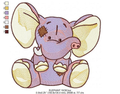 Elephant embroidery designs -  Animal embroidery design machine embroidery pattern - Baby girl embroidery file - instant download Peace Love