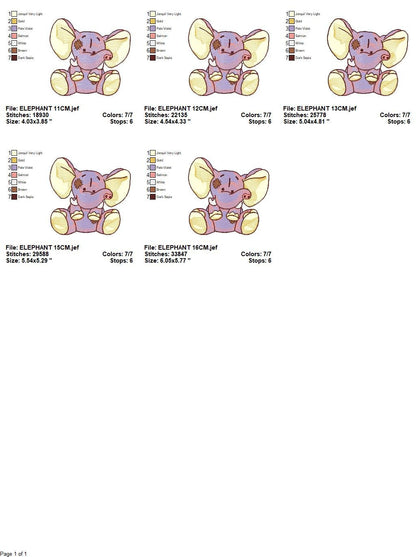 Elephant embroidery designs -  Animal embroidery design machine embroidery pattern - Baby girl embroidery file - instant download Peace Love