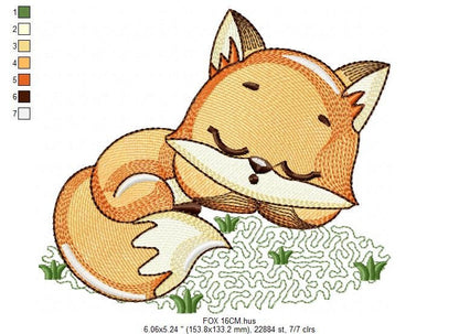 Red Fox embroidery designs - Woodland animals embroidery design machine embroidery pattern - baby girl embroidery file - instant download