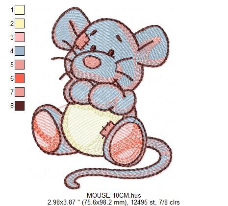 Mouse embroidery designs - Baby boy mouse with diaper machine embroidery pattern - Cute sweet delicate mouse - Instant download digital pes