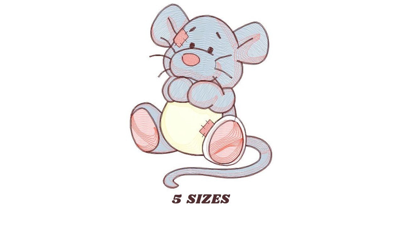Mouse embroidery designs - Baby boy mouse with diaper machine embroidery pattern - Cute sweet delicate mouse - Instant download digital pes