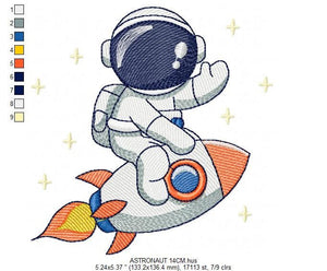 Astronaut embroidery designs - Baby boy embroidery design machine embroidery pattern - instant download - Space Rocket embroidery file pes