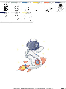 Astronaut embroidery designs - Baby boy embroidery design machine embroidery pattern - instant download - Space Rocket embroidery file pes