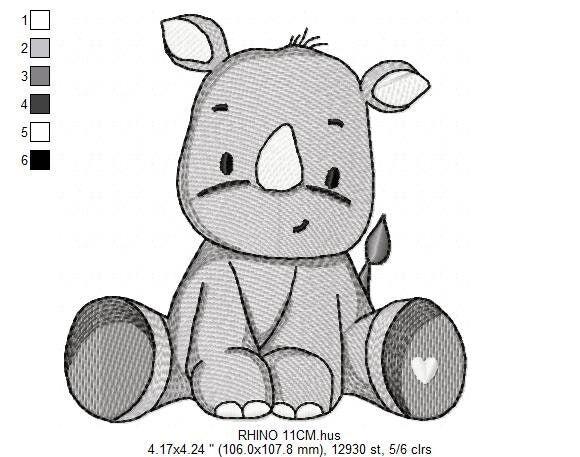 Rhino embroidery designs - Animal embroidery design machine embroidery pattern - baby boy embroidery file - girl embroidery download pes jef Marcia Embroidery