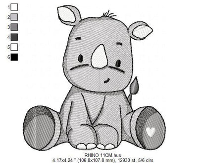 Rhino embroidery designs - Animal embroidery design machine embroidery pattern - baby boy embroidery file - girl embroidery download pes jef Marcia Embroidery
