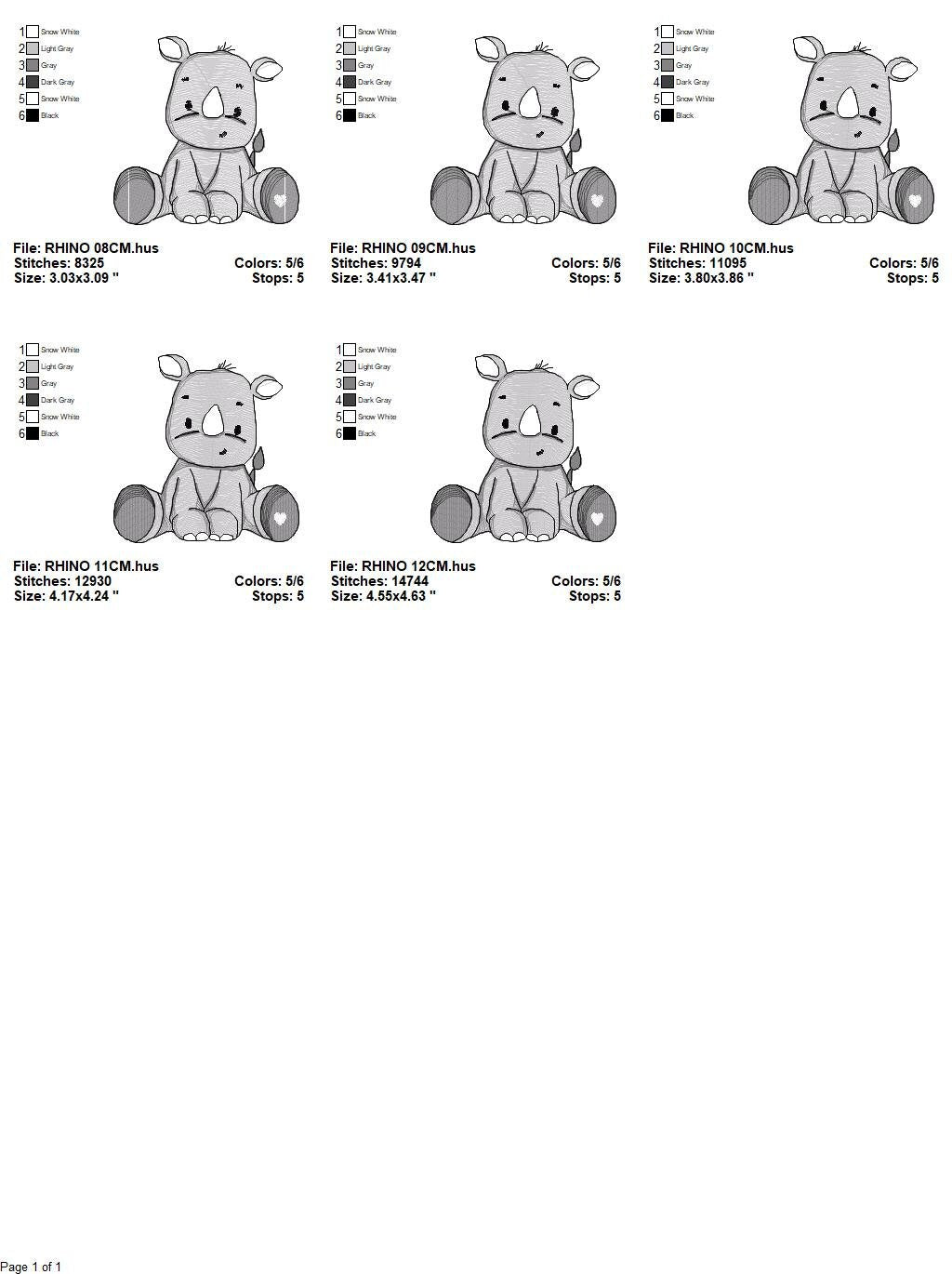 Rhino embroidery designs - Animal embroidery design machine embroidery pattern - baby boy embroidery file - girl embroidery download pes jef Marcia Embroidery