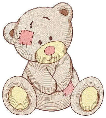 Patched Teddy Bear embroidery designs - Baby boy and girl machine embroidery pattern - Ragged Teddy Bear file - Instant download pes jef dst Marcia Embroidery