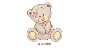 Bear embroidery designs - Baby boy embroidery design machine embroidery pattern - Patched Teddy Bear embroidery file - instant download pes