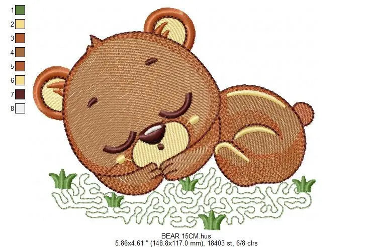 Sleeping Bear embroidery designs - Baby boy embroidery design machine embroidery pattern - Teddy Bear embroidery file - instant download pes Marcia Embroidery