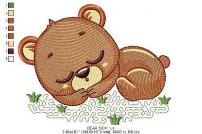 Sleeping Bear embroidery designs - Baby boy embroidery design machine embroidery pattern - Teddy Bear embroidery file - instant download pes Marcia Embroidery
