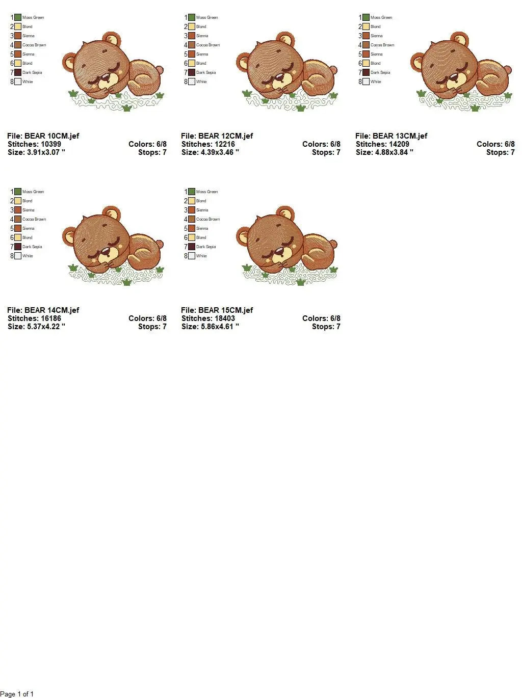 Sleeping Bear embroidery designs - Baby boy embroidery design machine embroidery pattern - Teddy Bear embroidery file - instant download pes Marcia Embroidery
