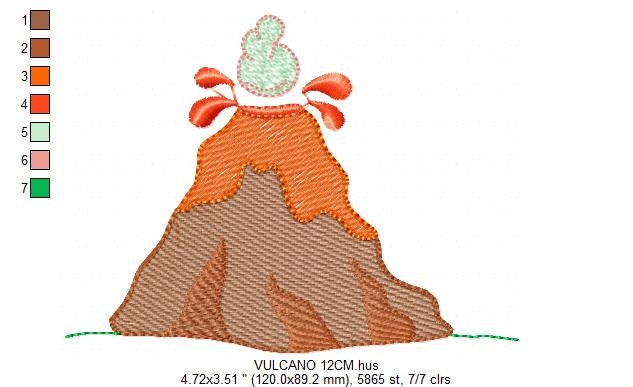 Volcano embroidery design - Vulcano embroidery design machine embroidery pattern - Mountain embroidery - Boy embroidery instant download