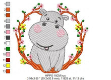 Carica l&#39;immagine nel visualizzatore di Gallery, Hippo with frame embroidery designs - Safari animal embroidery design machine embroidery pattern - Animal embroidery file - instant download
