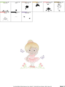 Ballerina embroidery designs - Ballet embroidery design machine embroidery pattern - baby girl embroidery file dancer - instant download