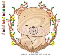 Bear embroidery designs - Baby boy embroidery design machine embroidery pattern - cute teddy bear embroidery file - instant download pes jef