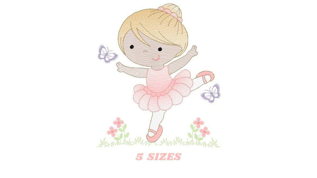 Ballerina embroidery designs - Ballet embroidery design machine embroidery pattern - instant download - filled design girl embroidery dancer