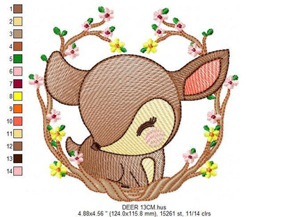 Deer embroidery design - Animal embroidery designs machine embroidery pattern - Florest embroidery file - Baby boy embroidery  Woodland pes