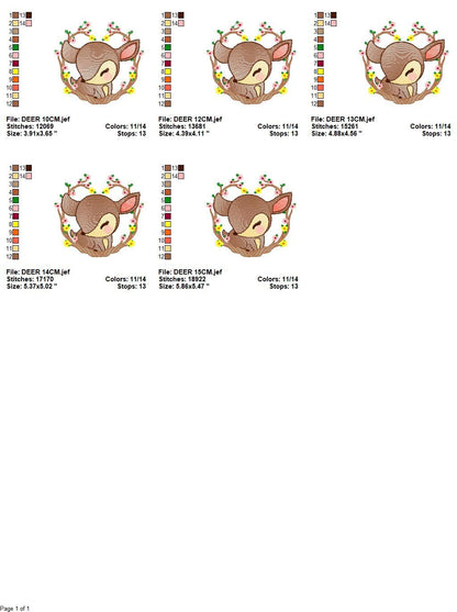 Deer embroidery design - Animal embroidery designs machine embroidery pattern - Florest embroidery file - Baby boy embroidery  Woodland pes