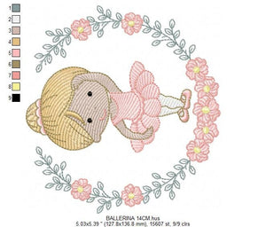 Ballerina embroidery designs - Ballet embroidery design machine embroidery pattern - instant download - Baby girl embroidery digital file