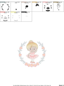 Ballerina embroidery designs - Ballet embroidery design machine embroidery pattern - instant download - Baby girl embroidery digital file