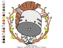 Charger l&#39;image dans la galerie, Zebra embroidery designs - Safari embroidery design machine embroidery pattern - Animal embroidery download - Zebra with frame pes jef hus
