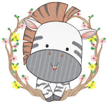 Load image into Gallery viewer, Zebra embroidery designs - Safari embroidery design machine embroidery pattern - Animal embroidery download - Zebra with frame pes jef hus
