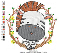 Carica l&#39;immagine nel visualizzatore di Gallery, Zebra embroidery designs - Safari embroidery design machine embroidery pattern - Animal embroidery download - Zebra with frame pes jef hus
