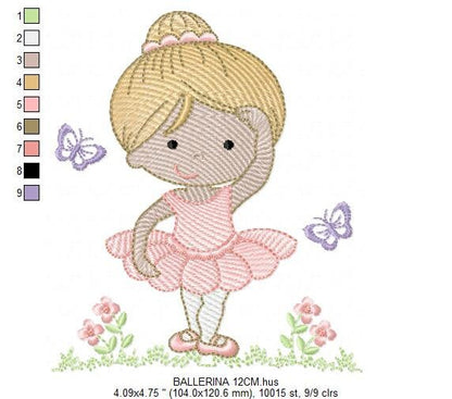 Ballerina embroidery designs - Ballet embroidery design machine embroidery pattern - baby girl embroidery file dancer - instant download