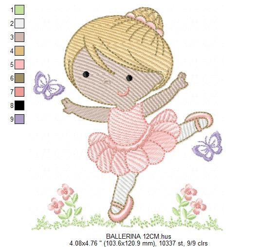 Ballerina embroidery designs - Ballet embroidery design machine embroidery pattern - instant download - filled design girl embroidery dancer