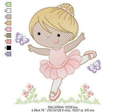 Ballerina embroidery designs - Ballet embroidery design machine embroidery pattern - instant download - filled design girl embroidery dancer