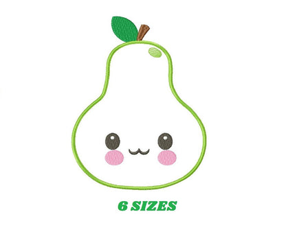 Pear embroidery designs - Fruit embroidery design machine embroidery pattern - Kitchen embroidery file Pear applique design pes jef hus vip